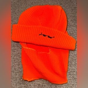 Hot shot orange beanie and face cover one piece